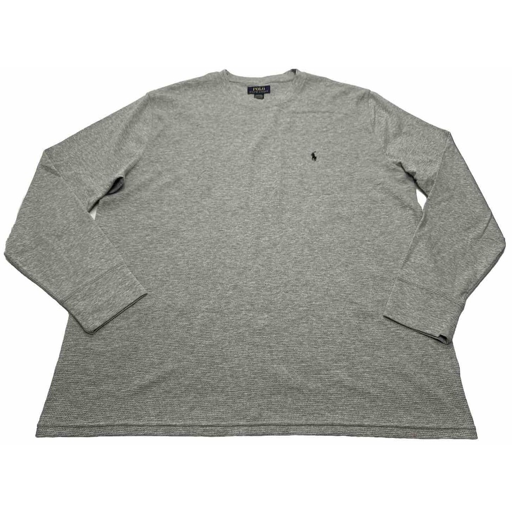 Men's Polo Ralph Lauren Long Sleeve Waffle Knit Sleepwear Shirt Size XXL Grey